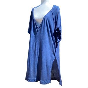 Free People Hi-Low Blue Tee Tunic